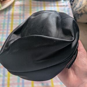 Black Silk 1950s Women's Hat Minimalist